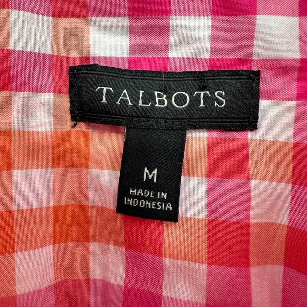 Talbots Blouse Womens 6 Preppy Office Career Pink Check Plaid Academia Normcore - Picture 5 of 10